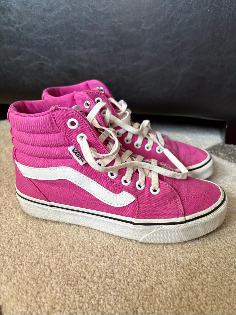 Vans Pink High-Top Sk8-Hi Sneakers with White Sidestripe